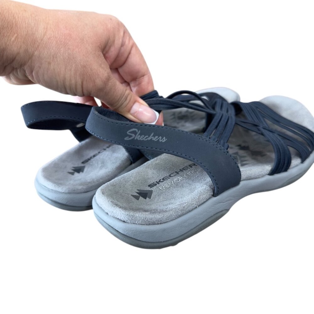 Skechers Womens Navy Strappy Sandals With Slingback Comfort Fit Size 7 - Picture 4 of 10